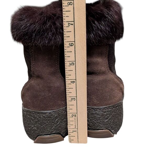 Oscar Sports brown fur winter boots size 40 leather zip wedge platform Italy - Picture 5 of 10